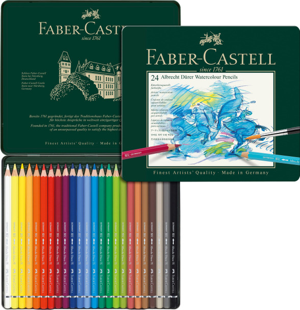 Faber-Castell Fc117524 Albrecht Durer Artist Watercolor Pencils In A Tin (24 Pack), Assorted