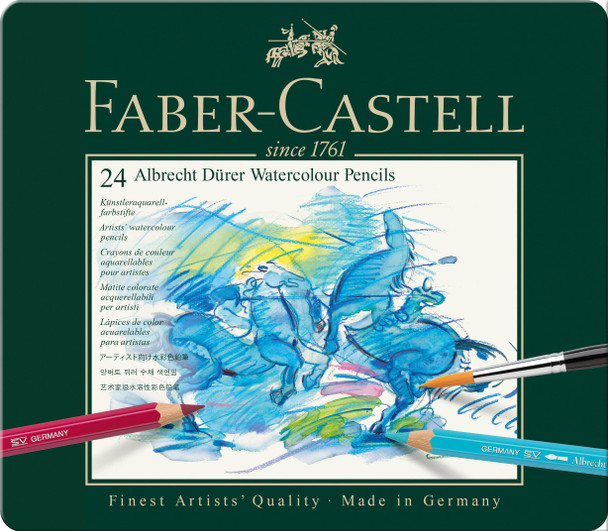 Faber-Castell Fc117524 Albrecht Durer Artist Watercolor Pencils In A Tin (24 Pack), Assorted