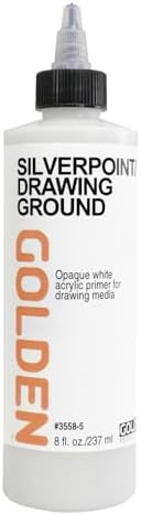 Golden Silverpoint Drawing Ground, 8 Fl. Oz. Bottle, Professional Acrylic Ground, Opaque