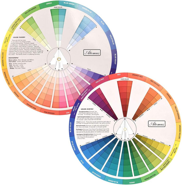 Jimking Creative Color Wheel, Paint Mixing Learning Guide, Art Class Teaching Tool For Makeup Painting Tattoo,Blending Board Chart Color Mixed Guide Hardboard(9.25Inch)