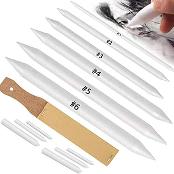 N Norocme 12 Pcs Blending Stumps And Tortillions Paper Art Blenders With Sandpaper Pencil Sharpener Pointer For Student Artist Charcoal Sketch Drawing Tools