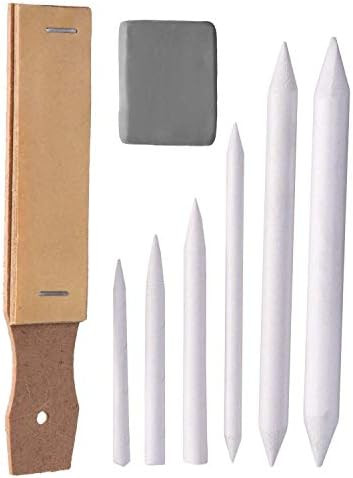 Onwon Paper Blending Stumps And Tortillions Sandpaper Pencil Sharpener Pointer Art Blenders With Kneaded Eraser For Student Sketch Drawing Tools