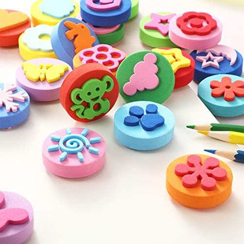 Outus 24 Pcs Eva Painting Sponges Foam Painting Stamper Double-Side Sponge Stamper For Kids Toddlers Early Learning And Crafts Diy, Assorted Shapes