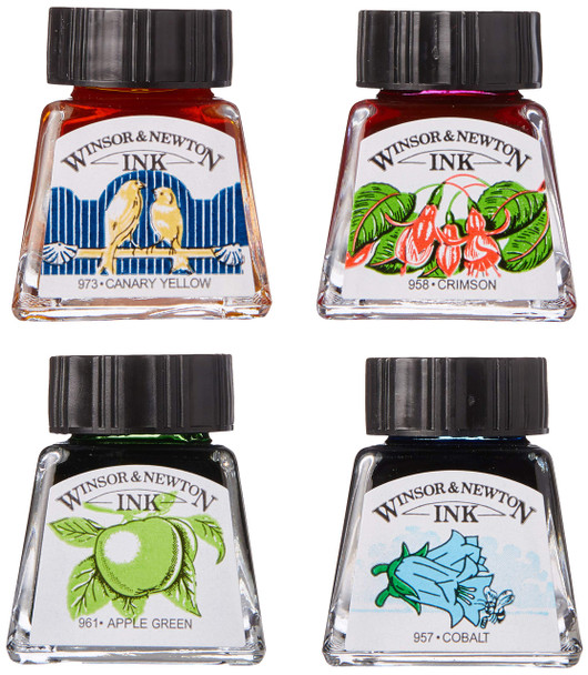 Winsor & ton Collection Drawing Ink Set, Set Of 4, Black, White, Metallic Tones