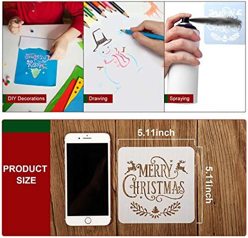 Zonon 20 Pieces Christmas Stencils Template Reusable Plastic Craft For Art Drawing Painting Spraying Window Floor Glass Door Car Tile Body Wood Scrapbook Holiday Xmas Snowflake Album Diy Decor, 5 X 5 Inch