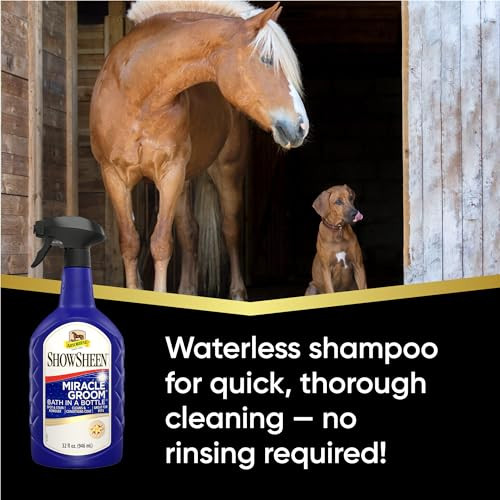 Absorbine Showsheen Miracle Groom Waterless Shampoo, 5-In-1 Formula For Coat, Mane & Tail, 32Oz