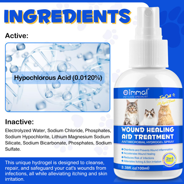 Alivo Cat Wound Care Spray - Wound Healing Aid Treatment For Cats Helps With Skin Repair For Wounds, Cats Irritated Skin & Itchy Skin, Scratching Cats Supplement Gentle Wound Care Spray - 3.38 Fl.Oz