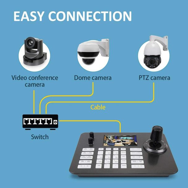 PTZ Controller Camera Controller POE Network 4D Joystick Decoding Keyboard Indoor with 5 Inch LCD Screen, 480p PTZ Controller Camera Controller POE Network 4D Joystick Decoding Keyboard Indoor with 5 Inch LCD Screen, 480p