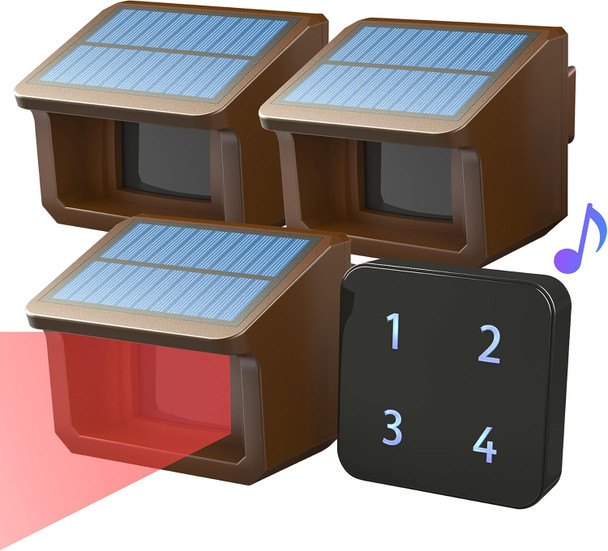 Driveway Alarm System- Htzsafe 1/2Mile Solar Driveway Alarm System- Up To 70Ft Wide Sensor Range- Fully Weatherproof Outdoor Motion Sensor&Detector Diy Security Alert System-1 Receiver And 3 Sensors