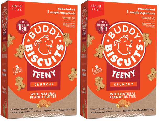 Buddy Biscuits 8 Oz Box Of Teeny Crunchy Dog Treats Made With Natural Peanut Butter