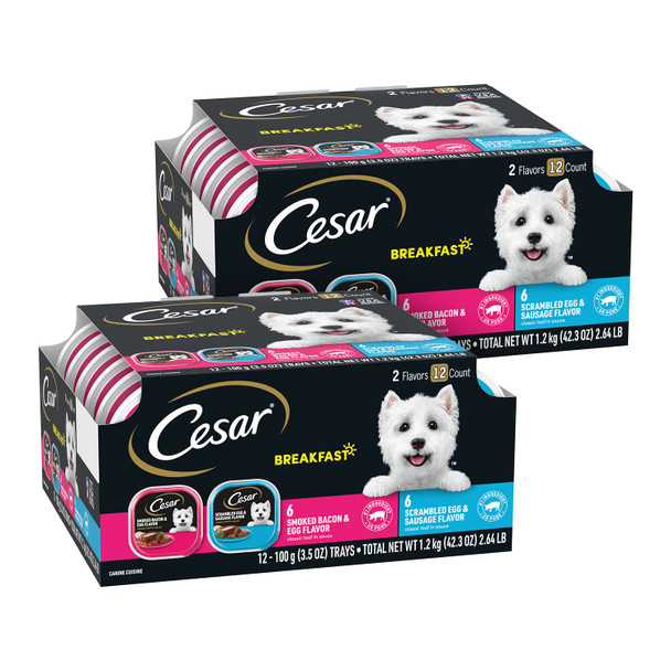 Cesar Wet Dog Food Classic Loaf In Sauce Grilled Chicken Filet Mignon Porterhouse Steak Beef Chicken & Liver And Turkey Variety Pack 3.5 Oz. Easy Peel Trays (36 Count Pack Of 1)