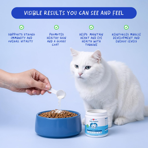 Coco And Luna Daily Support Multivitamin For Cats - 4Oz Powder - L-Lysine Taurine And Spirulina For Immune Support And Eye Health - Fish Oil & Vitamins For Skin And Heart Health. (For Cats)