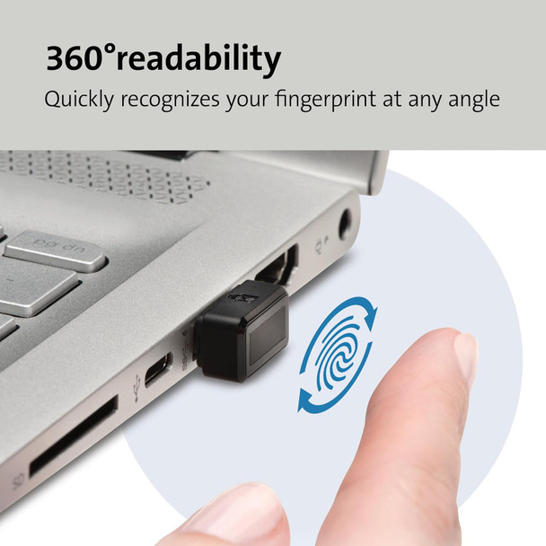 Kensington VeriMark USB Fingerprint Key Reader - Windows Hello, FIDO U2F, Anti-Spoofing (K67977WW),Black