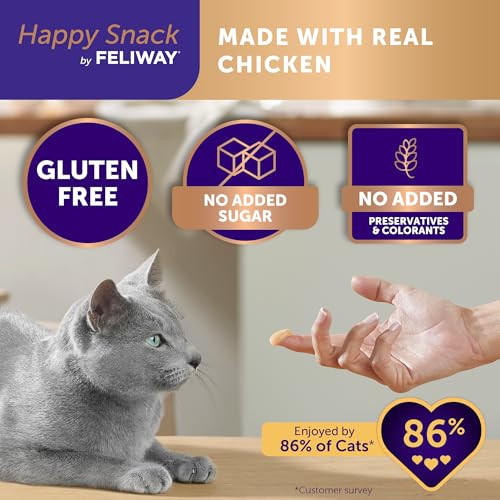 Feliway Happy Snack  Delicious Lickable Squeezable Purãƒâ©E Cat Treats For A Daily Calming Routine Made With Real Chicken 12 Pack (0.5Oz Tubes)