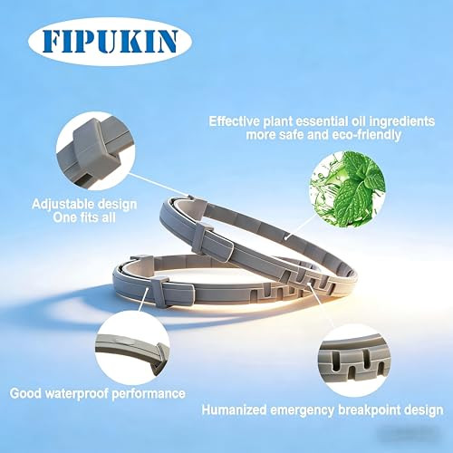 Fipukin Flea And Tick Collar For Cats 4Â€˜Pack Value Pack At 8.50 Per Collar 8Â€˜Month Waterproof Protection Includes Comb & Tick Removal Tool Ideal For Multiâ€˜Cat Homes