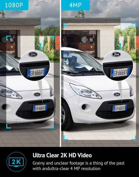 4MP 2K Security Cameras Outdoor Indoor Wired,IP65, Starlight Sensor & 100 Ft Night Vision,Motion/Person Detection,2-Way Audio/Spotlight,US Cloud,Compatible With Alexa,iOS & Android & Web Access