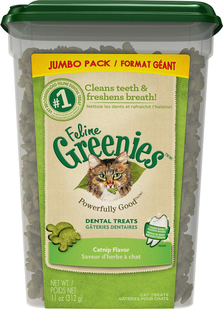 Greenies Cat Treats Feline Veterinarian-Recommended Adult Natural Dental Treats Catnip Flavor 4.6 Oz. Pouch