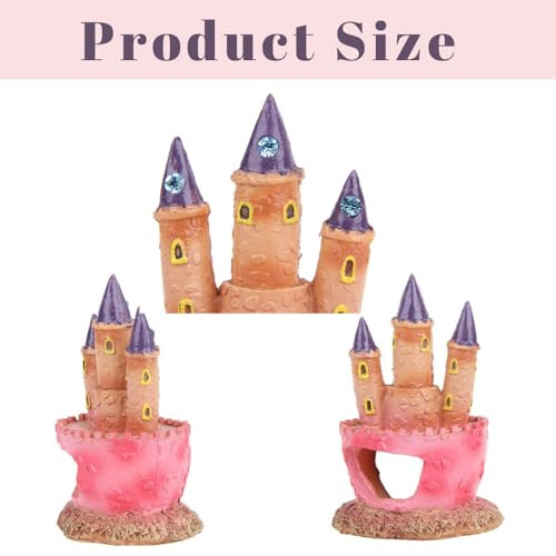 Honeteek Fish Tank Decorations Pink Castle Aquarium Decorations Resin Fish Cave Hideouts Large Aquarium DecorVintage Castle Fish Tank Accessories For Betta Fish Freshwater And Saltwater Fishtanks