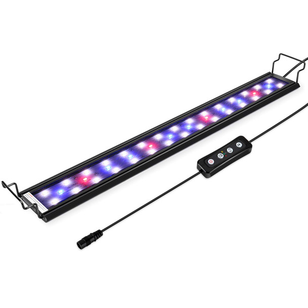 Hygger 14W Full Spectrum Aquarium Light With Aluminum Alloy Shell Extendable Brackets White Blue Red Leds External Controller For Freshwater Fish Tank (18-24 Inch)