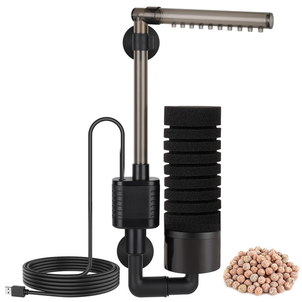 Hygger Usb Single Sponge Filter Small Aquarium Filter With Adjustable Hanging Clip And Suction Cup Duckbill Outlet Rain Pipe Outlet Extra Spare Sponge