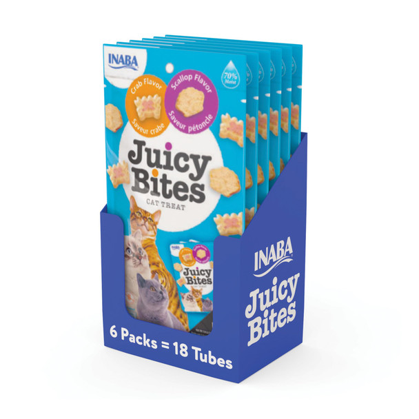 Inaba Juicy Bites Moist & Chewy Cat Treats With Vitamin E And Green Tea Extract 0.4 Ounces Per Pouch 18 Pouches (3 Per Bag) Tuna And Chicken