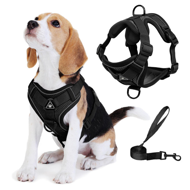 Jolifield No Pull Dog Harness With Leash Set For Small Sized Dog Reflective Adjustable No Choke Front Clip Cat Vest Harness With Breathable Mesh Comfortable Soft Padded Pet Vest Purple S