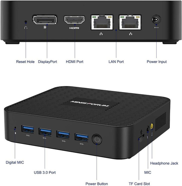 MINISFORUM GK41 Mini PC 8GB DDR4 256GB SSD Celeron J4125(up to 2.7GHz), Quad Core, HDMI&DP 4K@60Hz Outputs, 1x Gigabit Ethernet, 4X USB 3.0, Dual Band WiFi, Support PXE Boot