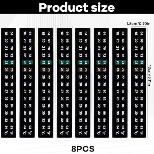 Jxiwfvl 8 Pieces Horizontal Stick On Thermometer Strip Stick On Aquarium Test Strips Horizontal Thermometer Digital Temperature Display For Fermenting Brewing Terrarium Wine 64-93Â°F (18-34Â°C)