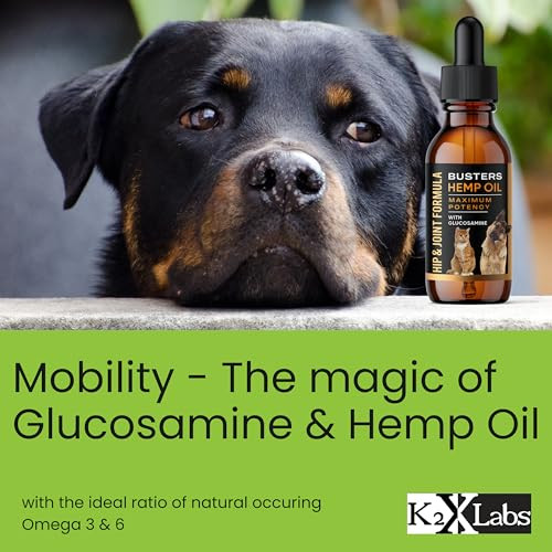 K2Xlabs Busters Hip And Joint Hemp Oil For Dogs Formula With Glucosamine 2Pack 2Month Supply Soothing Relief For Cats And Pets Advanced Mobility Support