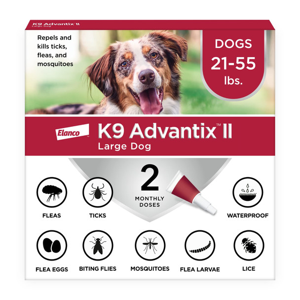 K9 Advantix Ii Large Dog Vet-Recommended Flea Tick & Mosquito Treatment & Prevention Dogs 21-55 Lbs. 1-Mo Supply