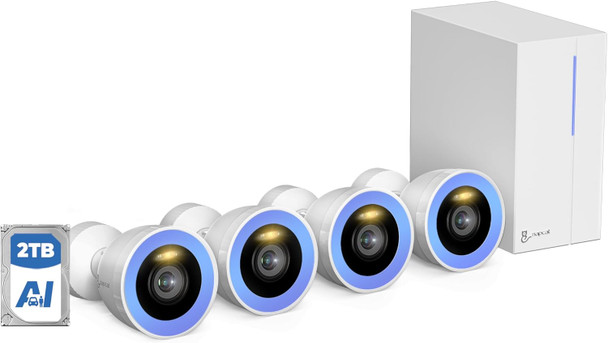 PoE Security Camera System with 4K 8CH NVR, 2TB HDD, F1.0 Color Night Vision, 2-Way Talk, IP67 Waterproof, AI Detection, 4Pcs 4MP IP Outdoor Wired Surveillance Cameras for Home Security (N2804) PoE Security Camera System with 4K 8CH NVR, 2TB HDD, F1.0 Color Night Vision, 2-Way Talk, IP67 Waterproof, AI Detection, 4Pcs 4MP IP Outdoor Wired Surveillance Cameras for Home Security (N2804)