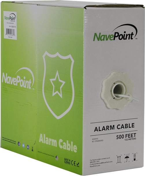 NavePoint Security Burglar Alarm Cable 22/4 22AWG Unshielded 500ft White NavePoint Security Burglar Alarm Cable 22/4 22AWG Unshielded 500ft White