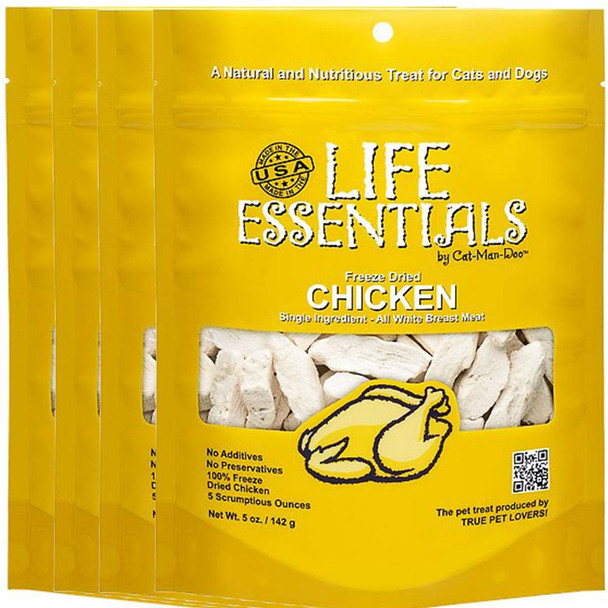 Life Essentials By Cat-Man-Doo Ze Dried Chicken Dog & Cat Treats Healthy Single Ingredient Training Treats For Dogs Puppies & Cats Made With Real Chicken Â€Œ 5 Oz