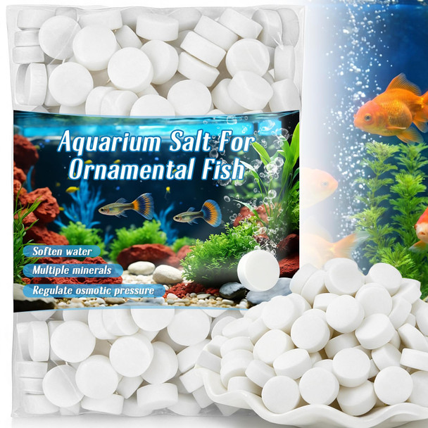 Maqihan 150 Tablets Aquarium Salt - Aquarium Salt Freshwater For Freshwater Tank Koi Pond Salt For Koi Fish Goldfish Guppies Mollies Scats Monos