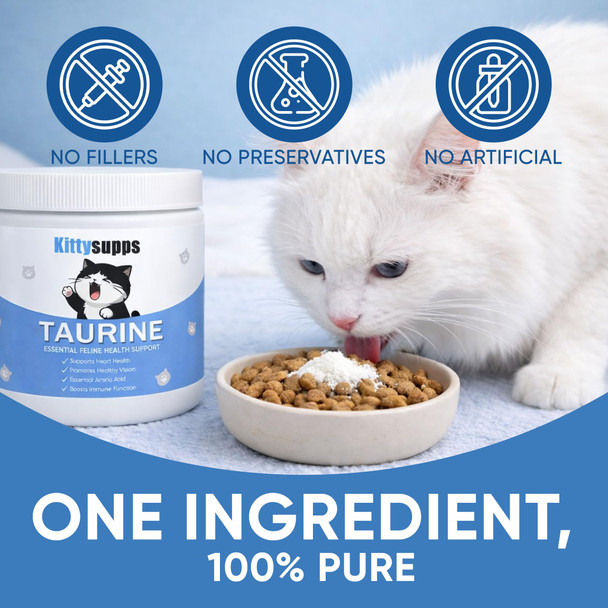 Memocore Kittysupps Taurine For Cats Kitty Supps Taurine Supplement - Pure Taurine Promoting Vision Energy Vitality And Skin & Coat Wellness Easy Mix In Food With Dosing Spoon 200G (1)