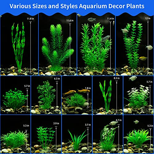 Mylifeunit Aquarium Plants 20 Pack Artificial Fish Tank Plants For Aquarium Decorations (Green)