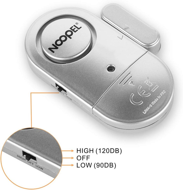 Door Window Alarm Sensors 4 Pack New Version With Two Volume Levels Noopel Burglar Intruder Entry Sensor Alert For Home Security With Batteries Included