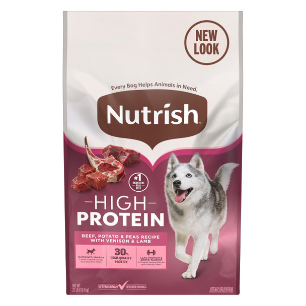 Nutrish High Protein Beef Potato & Peas Recipe With Venison & Lamb Dry Dog Food 4 Lb. Bag Packaging May Vary (Rachael Ray)