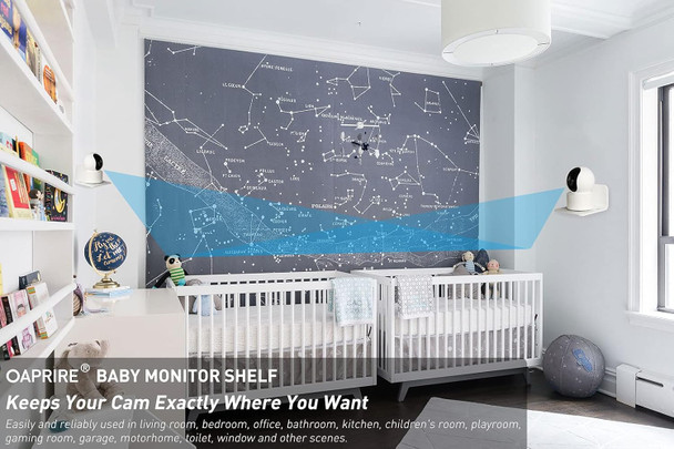 OAPRIRE White Floating Wall Shelves Set of 3 for Security Cameras, Baby Monitors, Speakers & More - Universal Acrylic Small Wall Shelf with Cable Clips, 10-Piece Strong Tapes, No Drill OAPRIRE White Floating Wall Shelves Set of 3 for Security Cameras, Baby Monitors, Speakers & More - Universal Acrylic Small Wall Shelf with Cable Clips, 10-Piece Strong Tapes, No Drill