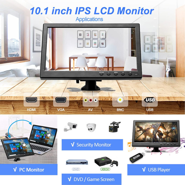 podofo 10.1” HD Monitor for Mini TV & Car Video Player & Computer Display TFT LCD Color Screen for Car Backup Camera & Home Security System Built in Speaker Support BNC/AVI/VGA/HDMI podofo 10.1” HD Monitor for Mini TV & Car Video Player & Computer Display TFT LCD Color Screen for Car Backup Camera & Home Security System Built in Speaker Support BNC/AVI/VGA/HDMI