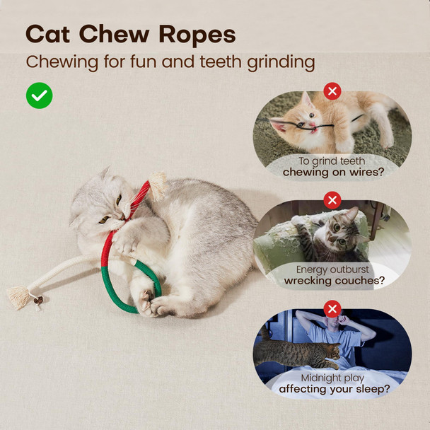 Potaroma Cat Toys Chew Ropes 3Pcs With Refillable Natural Catnip Safe Teeth Cleaning Toy For Indoor Kittens Interactive Cat Nip Kitty Toys For All Breeds 19.5 Inches