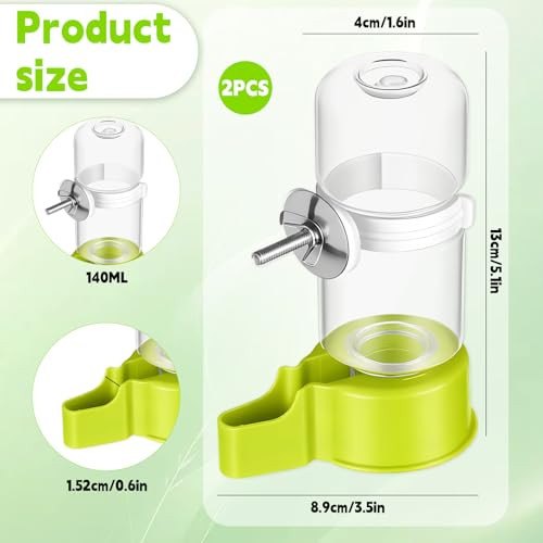 Qfwdfctrenz Bird Water Dispenser For Cage Automatic Bird Cage Water Dispenser 2Pcs 4.73 Fl Oz Birds Water Feeder For Cages Plastic No Mess Suspended Birds Bottle No Drip For Budgie Conure Lovebirds Cockatiel