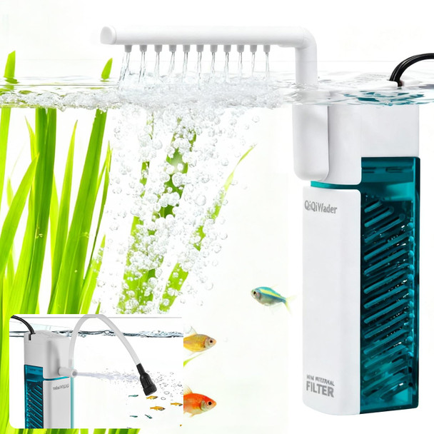 Qiqiwader Small Aquarium Filter Fish Tank Filter Suitable For 3-10 Gallon Fish Tanks 3W 80Gph With Two Modes Switching Function.