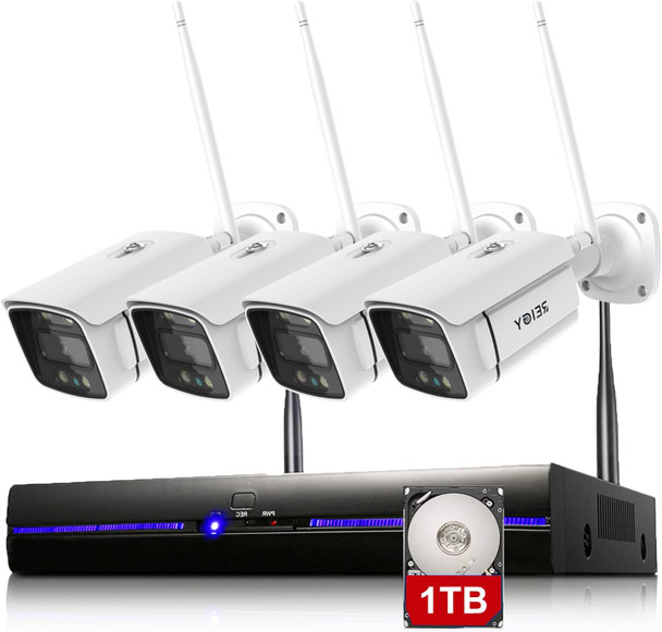 REIGY 3MP WiFi Security Camera System with Floodlight and 1TB Hard Drive Preinstalled, 2K Outdoor Home Surveillance Set 8CH NVR + 4X 1296P IP Cam, 2-Way Audio Color Night Vision Motion Detection REIGY 3MP WiFi Security Camera System with Floodlight and 1TB Hard Drive Preinstalled, 2K Outdoor Home Surveillance Set 8CH NVR + 4X 1296P IP Cam, 2-Way Audio Color Night Vision Motion Detection
