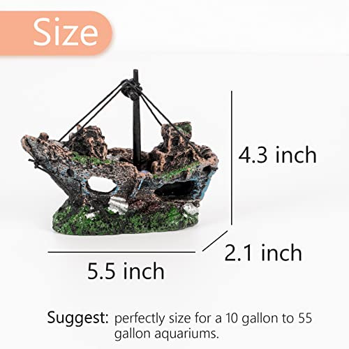 Raeasily Fish Tank Decoration Aquarium AccessoriesShipwreck DecorResin Material Sunken Ship Decorations For Fish Favors Multi 10 10