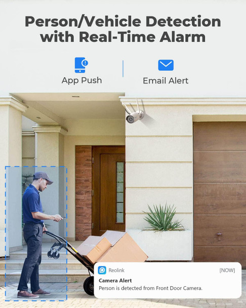 REOLINK RLC-410W - Security Camera Outdoor, 4MP Plug-in WiFi Security Cameras System for Home, 2.4/5Ghz WiFi, Night Vision, IP66 Waterproof, Smart Person/Vehicle Detection, Works with Google Assistant