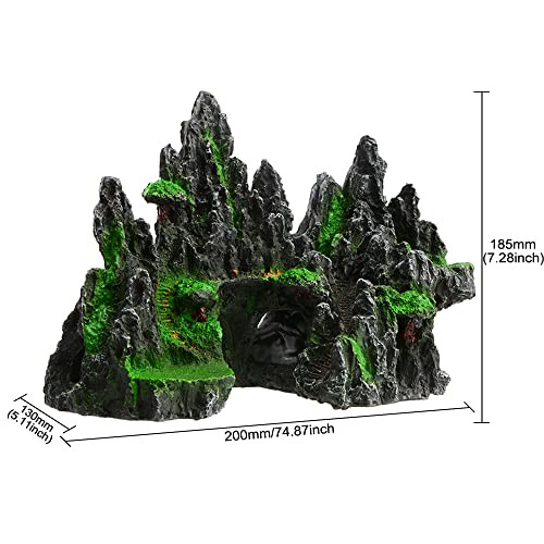 Saim Large Aquarium Decorations Mountain View Ornament House Cave Bridge Fish Tank Aquascape Model For Gold Fish Betta Cichlids Hideaway Cave Hideout Ã¯Â» (9.84X6.29X7.48Inch)