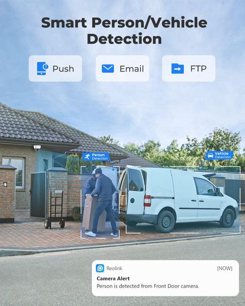 REOLINK Smart 5MP 8CH Home Security Camera System, 4pcs Wired 5MP PoE IP Cameras Outdoor with Person Vehicle Detection, 4K 8CH NVR with 2TB HDD for 24-7 Recording, RLK8-520D4-5MP REOLINK Smart 5MP 8CH Home Security Camera System, 4pcs Wired 5MP PoE IP Cameras Outdoor with Person Vehicle Detection, 4K 8CH NVR with 2TB HDD for 24-7 Recording, RLK8-520D4-5MP