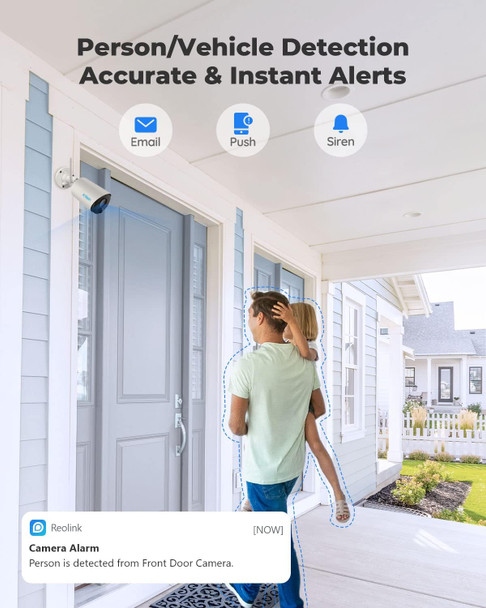 REOLINK 3MP Cameras for Home Security Outside, No Hub Needed, Rechargeable Battery Powered, People/Vehicle Detection, 2.4GHz WiFi, Local Storage, Compatible with Alexa, Argus Eco (Pack of 2)