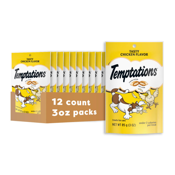 Temptations Cat Treats Classic Crunchy And Soft Cat Treats Tasty Chicken Flavor 16 Oz. Tub